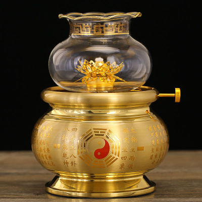 酥油灯纯铜八卦灯供三清神台灯点香酥油长明灯道家供灯灯盏铜