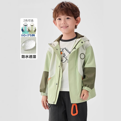 儿童冲锋衣二合一男童外套宝宝连帽软壳衣春秋2025新款童装潮