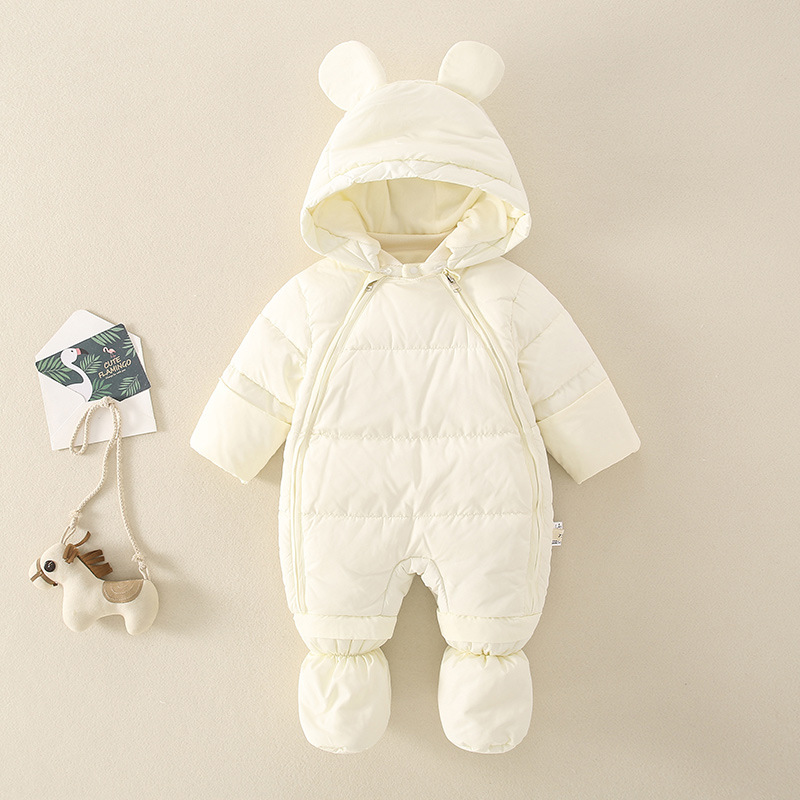 炸街婴儿冬装衣服羽绒服套装男女宝宝包脚新生连体衣秋冬季保暖