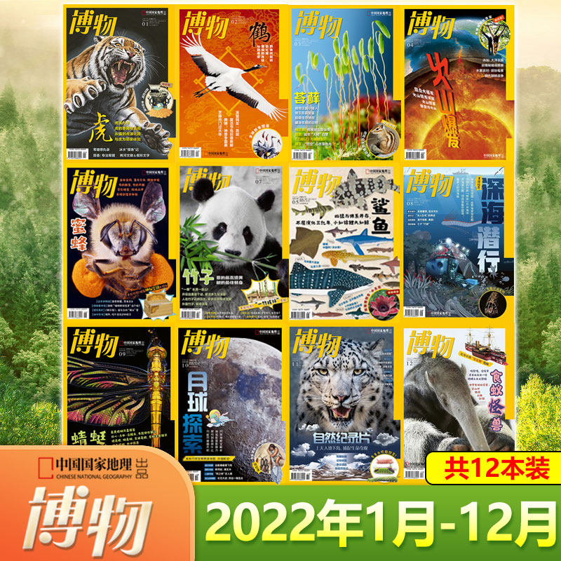 正版包邮博物杂志2022年1-12月蜻蜓竹子蜜蜂鲨鱼火山爆发苔藓鹤类图鉴虎7-16岁小初中生青少年版探索科学自然奥秘科普百科期刊