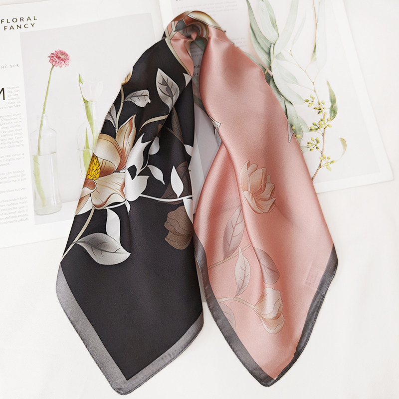真丝丝巾小方巾女百搭粉黑拼色100%桑蚕丝围巾春秋洋气时尚小领巾,服饰配件/皮带/帽子/围巾,围巾/丝巾/披肩,淘宝优惠券,粉丝福利购,淘宝优惠卷