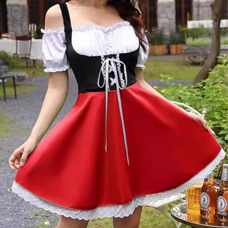 夏季女士连衣裙民族舞台表演服 啤酒节狂欢节吊带一字肩连衣短裙,女装/女士精品,民族服装/舞台装,淘宝优惠券,粉丝福利购,淘宝优惠卷