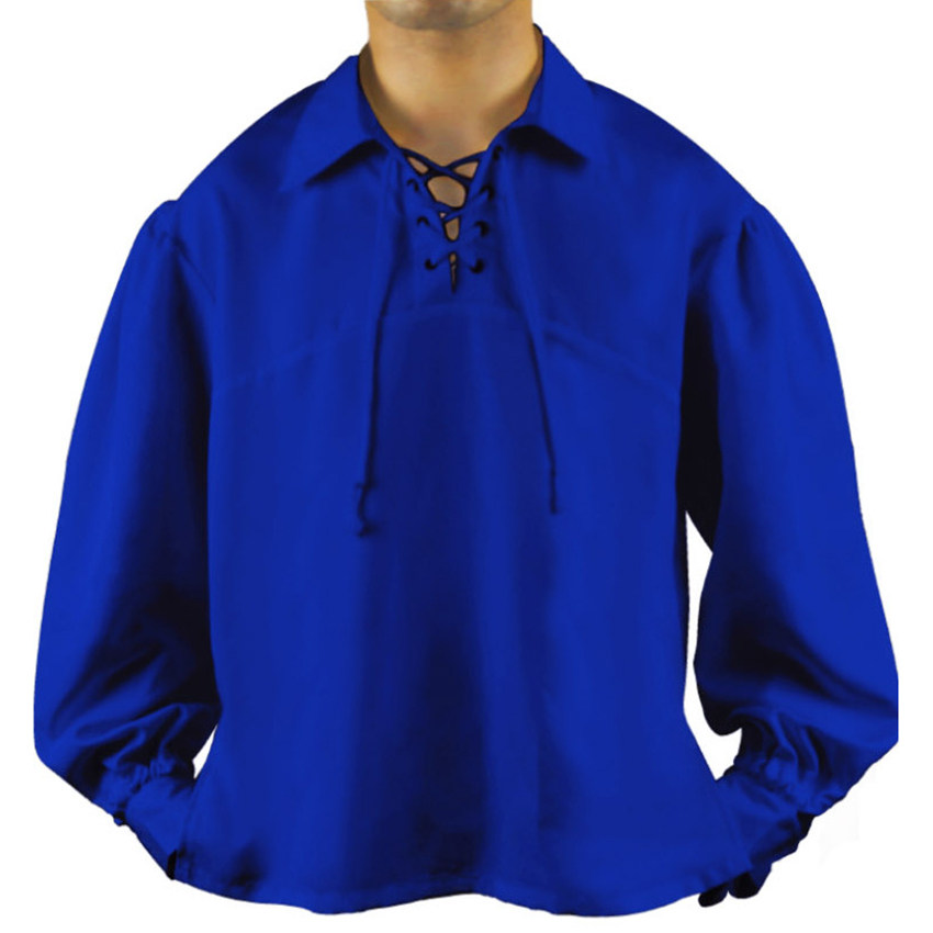 HALLOWEEN COSTUMES NEW RENAISSANCE CASUAL SUMMER SHIRT SOLID COLOR MEDIEVAL COSPLAY COSTUMES