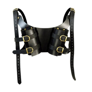 中世纪复古背带PU皮质双把武器 表演服装配饰挂饰刀剑鞘户外击剑