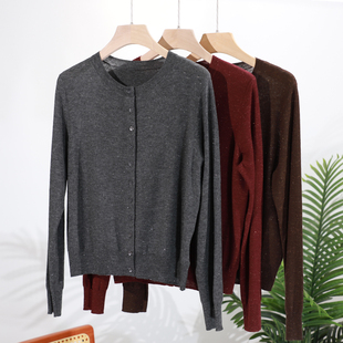 通勤羊毛圆领长袖 空调衫 薄款 针织衫 排扣开衫 简约百搭基础款