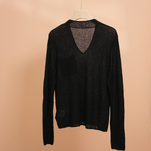 时尚 简约羊毛上衣女早春软糯宽松垫肩V领针织上衣小外搭上衣