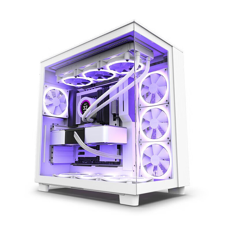 NZXT 恩杰 ATX中塔电脑机箱海景房玻璃侧透支持360水冷 H9 Flow