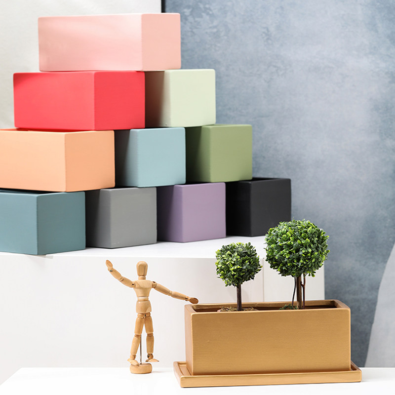 平面上彩长方形陶瓷花盆长条花槽素烧陶土绘画多肉盆栽组合育苗,鲜花速递/花卉仿真/绿植园艺,花盆,淘宝优惠券,粉丝福利购,淘宝优惠卷