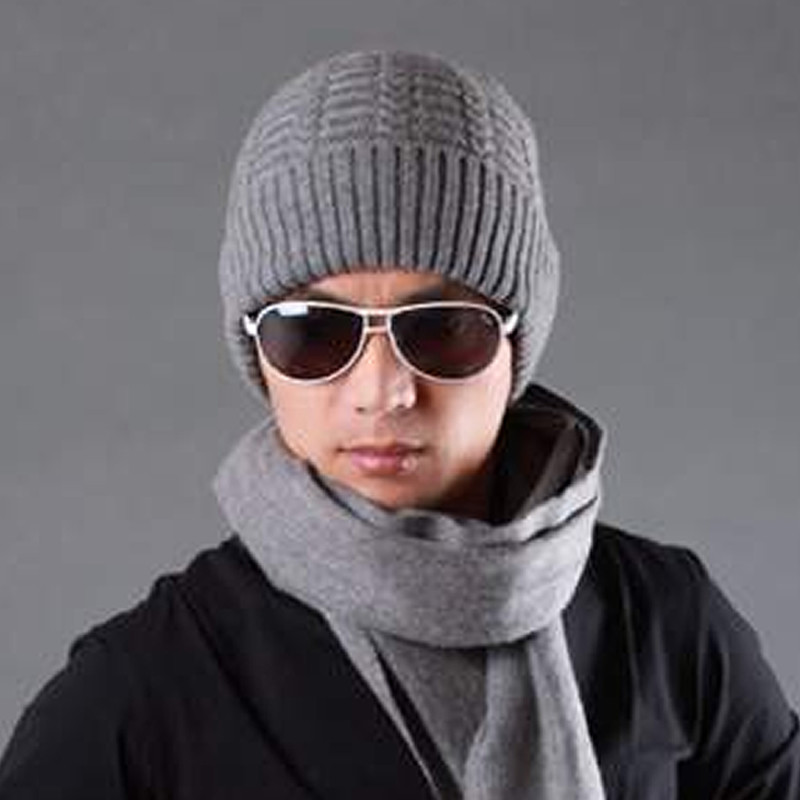 大码帽子男士冬天户外针织帽保暖毛线帽冬季套头滑雪运动帽包头帽