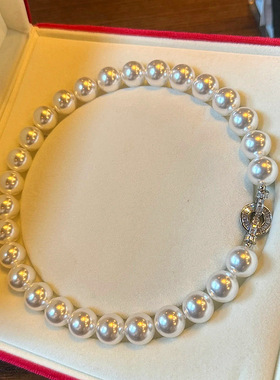 贝珠铜合金锆石仿澳白珍珠施家圆形项链锁骨链珠宝配