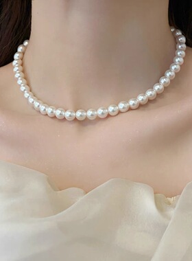 施家珍珠项链女新款爆款百搭毛衣链轻奢小众