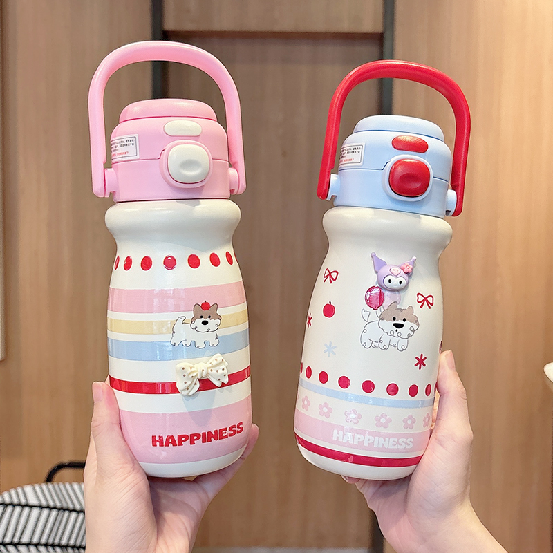 儿童便携手提可爱学生水杯高颜值女生双饮保温杯316不锈钢吸管杯