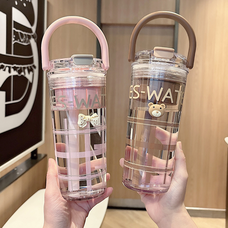 水杯大容量夏日吸管杯茶水分离泡茶杯子简约便携tritan塑料随行杯