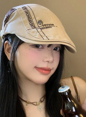 帽子复古前进帽男女士纯棉中老年人贝雷帽加绒加厚鸭舌帽秋冬保暖