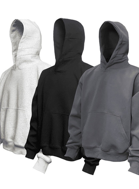 Light Weight美式480克春重磅显壮落肩短款运动连帽健身宽松卫衣