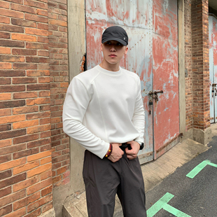 250g宽肩圆领长袖 美式 显型高弹运动休闲打底男 Weight秋季 Light