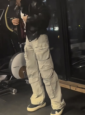 【蒋劲夫同款】神裤平替24ss工装口袋水洗机能牛仔裤秋休闲阔腿男