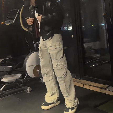 【蒋劲夫同款】神裤平替24ss工装口袋水洗机能牛仔裤秋休闲阔腿男