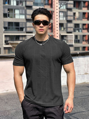 Light Weight美式肌肉运动修身垫肩显壮健身短袖男篮球跑步T恤