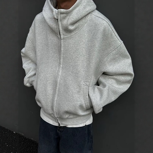 Light 卫衣廓形boxy连帽硬挺外套上衣双头拉链 Weight秋冬显壮短款