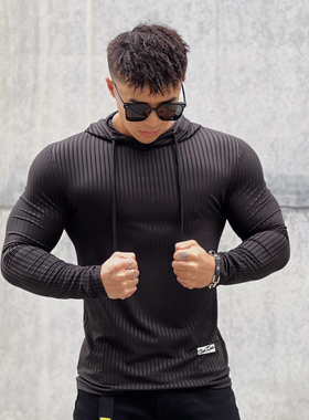 Light Weight新款潮流修身男运动卫衣套头连帽打底衫跑步训练长袖