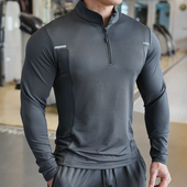 运动健身房跑步训练服春夏立领长袖 Light Weight男士 T恤衣服