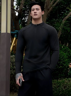 Light Weight半拉链加绒立领显壮云感四面弹运动打底衫长袖健身男