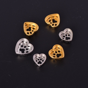 S925纯银魔盒空托女款爱心穿手链项链背云DIY蜜蜡松石玉石镶嵌托