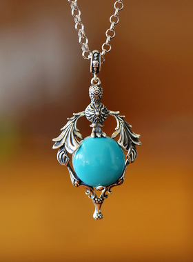 男女款S925纯银圆珠镶嵌吊坠空托