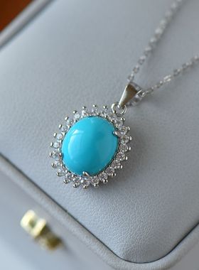 女款S925纯银玉石镶嵌托吊坠空托