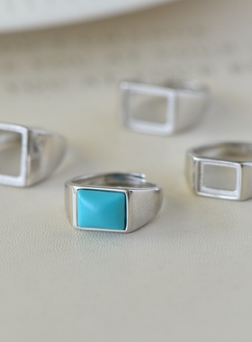 男女款S925纯银玉石镶嵌戒指空托