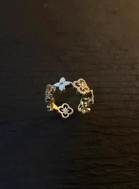 【满圈小花】复古花朵戒指女小众设计高级感食指戒开口可调节指环