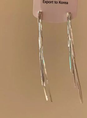 【软香玉】长款流苏耳环女无耳洞耳饰银色清冷感方圆脸显脸小耳坠