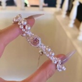 曼塔玫瑰法式 珍珠手链女温柔粉色轻奢小众锆石抽拉串珠手串手饰