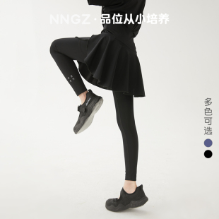 外穿裤 NNGZ女童假两件打底裤 童装 紧身瑜伽裤 子 裙夏高弹儿童鲨鱼裤