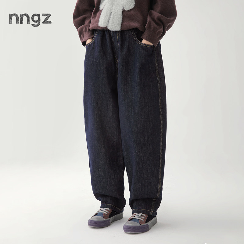 NNGZ春季女童牛仔裤柔软宽松萝卜裤儿童休闲裤洋气学生老爹裤童装