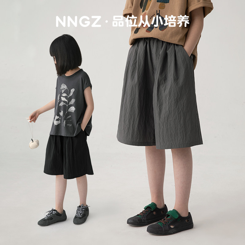 NNGZ微皱轻薄女童夏季裙裤亲肤透气儿童百搭五分裤中大童休闲短裤