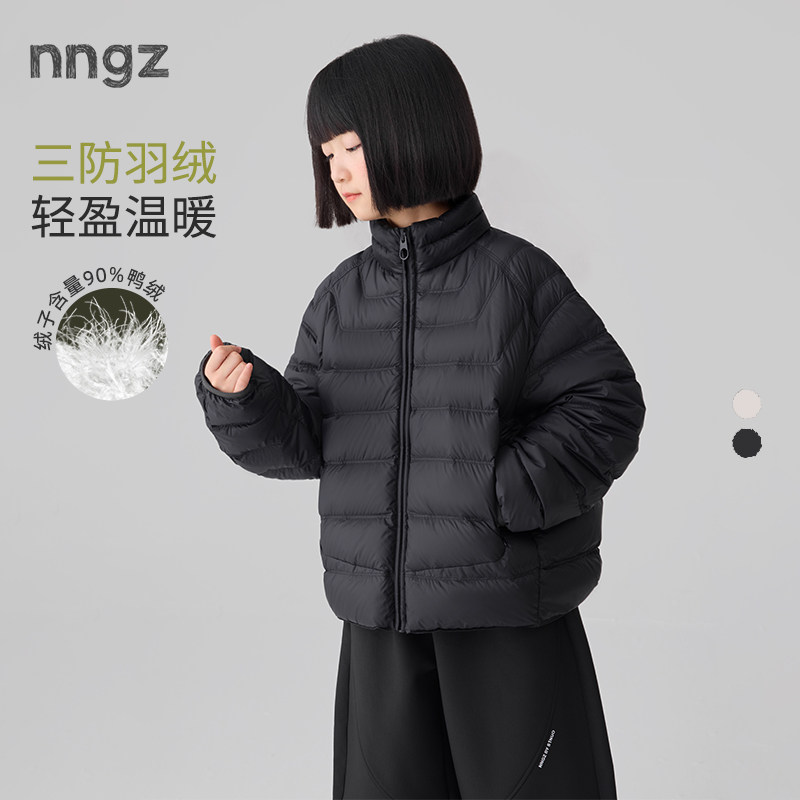 NNGZ2026秋冬新款女童立领防风三防羽绒服廓形洋气儿童白鸭绒外套图片