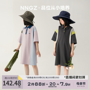 拼接裙子 t恤裙童装 洋气时髦儿童短袖 NNGZ女童polo领连衣裙夏季