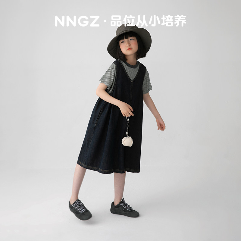NNGZ夏季女童轻薄款牛仔背带裙宽松休闲儿童连衣裙中大童洋气裙子