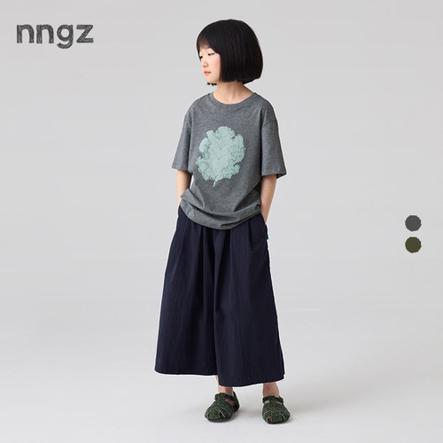 NNGZ2026夏季新款设计师风女童植物印花短袖t恤洋气百搭儿童上衣