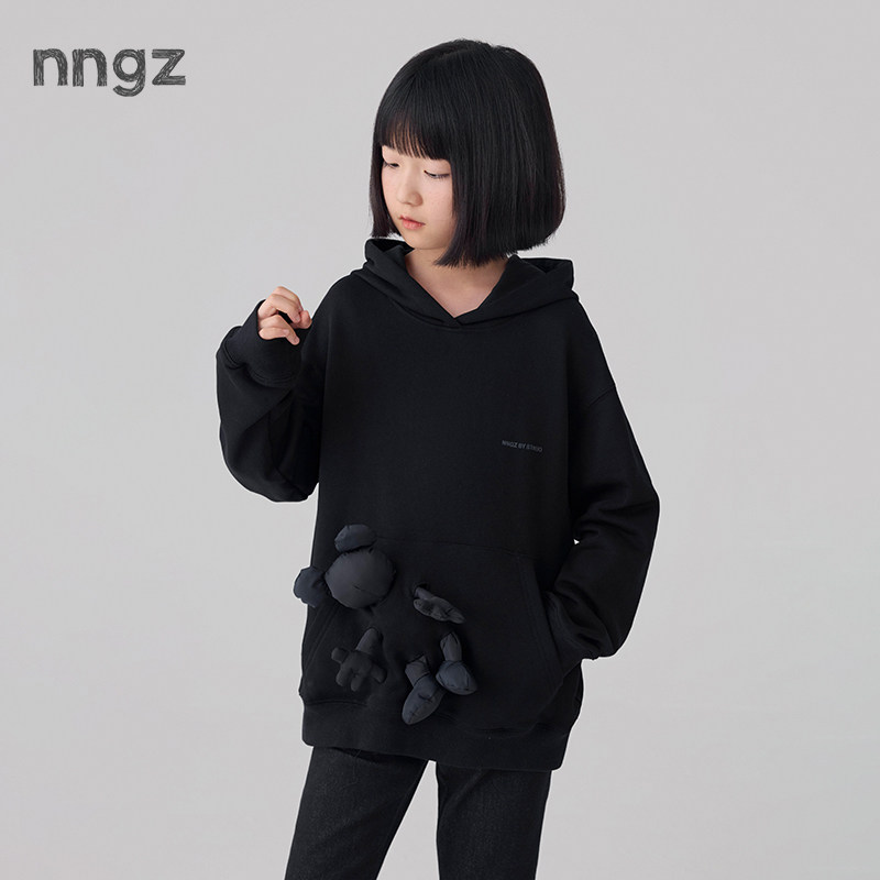 NNGZ设计师女童立体玩偶连帽卫衣26秋季新款洋气廓形儿童百搭上衣图片