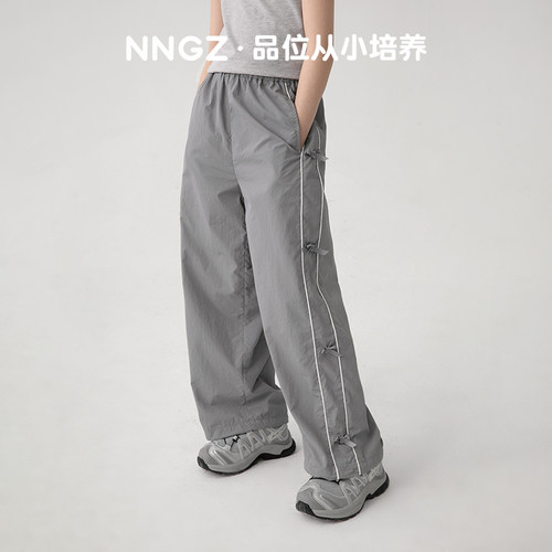 NNGZ设计师风女童蝴蝶结休闲裤夏季洋气时髦儿童百搭直筒运动裤子