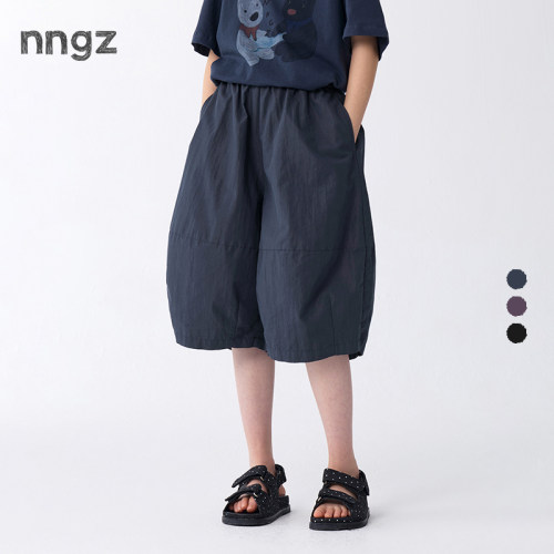 NNGZ设计师风女童廓形休闲短裤26夏季新款洋气时髦儿童阔腿六分裤