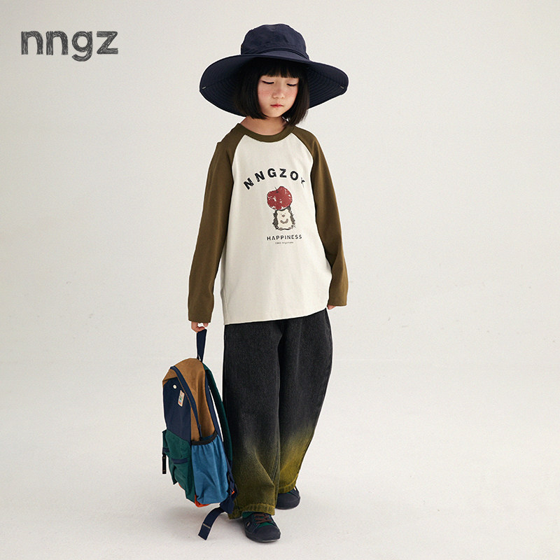NNGZ设计师风女童渐变牛仔裤洋气儿童直筒裤秋季宽松休闲童装裤子