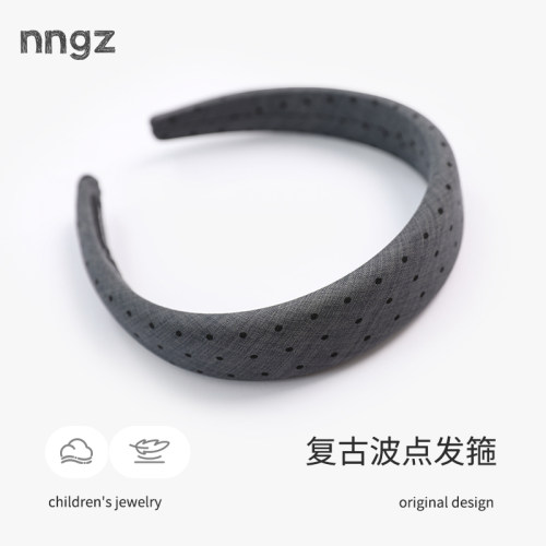 NNGZ26秋新款女童复古波点布艺发箍洋气时髦小女孩防滑碎发神器