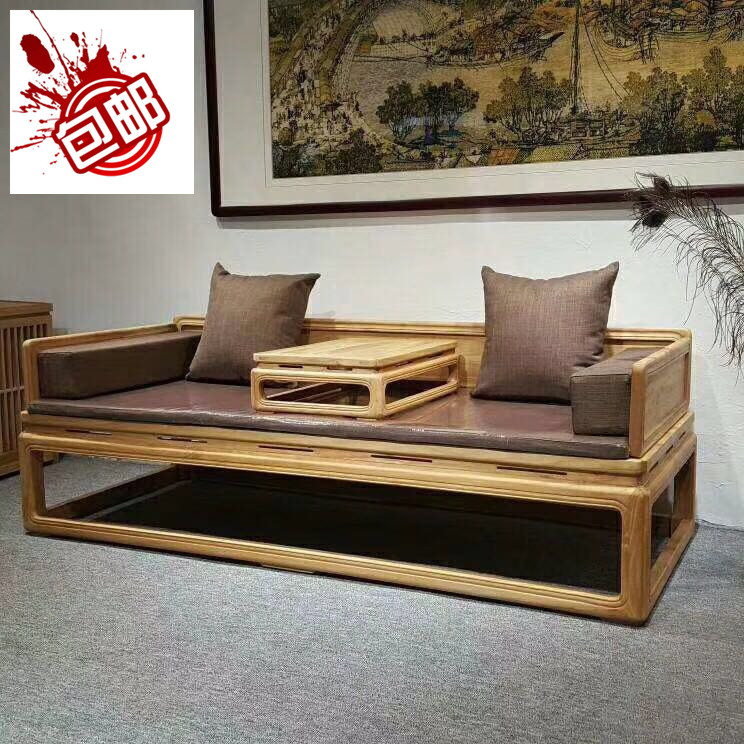 老榆木新中式风龙床明清仿古家具