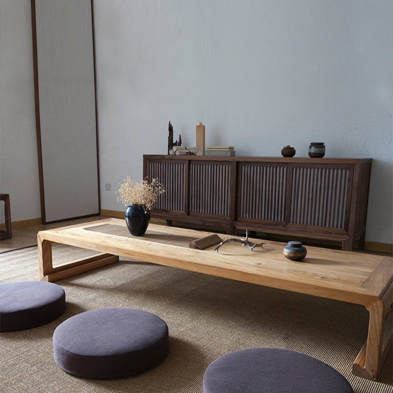 老榆木日式榻榻米免漆矮茶几茶桌