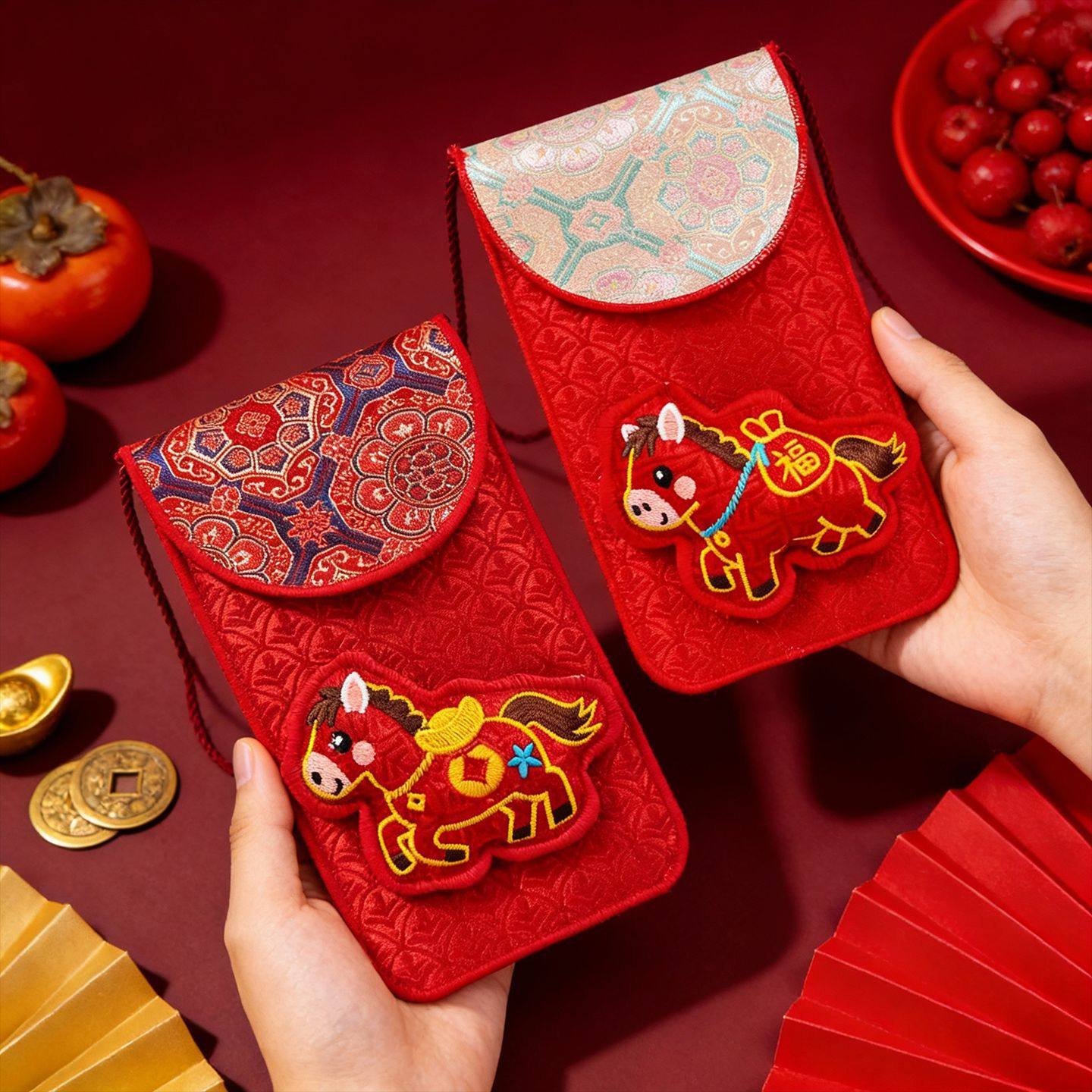 斜跨包新年红色马年宋锦刺绣红包毛绒布艺新款万元利是高档压岁包,箱包皮具/热销女包/男包,手机包,淘宝优惠券,粉丝福利购,淘宝优惠卷