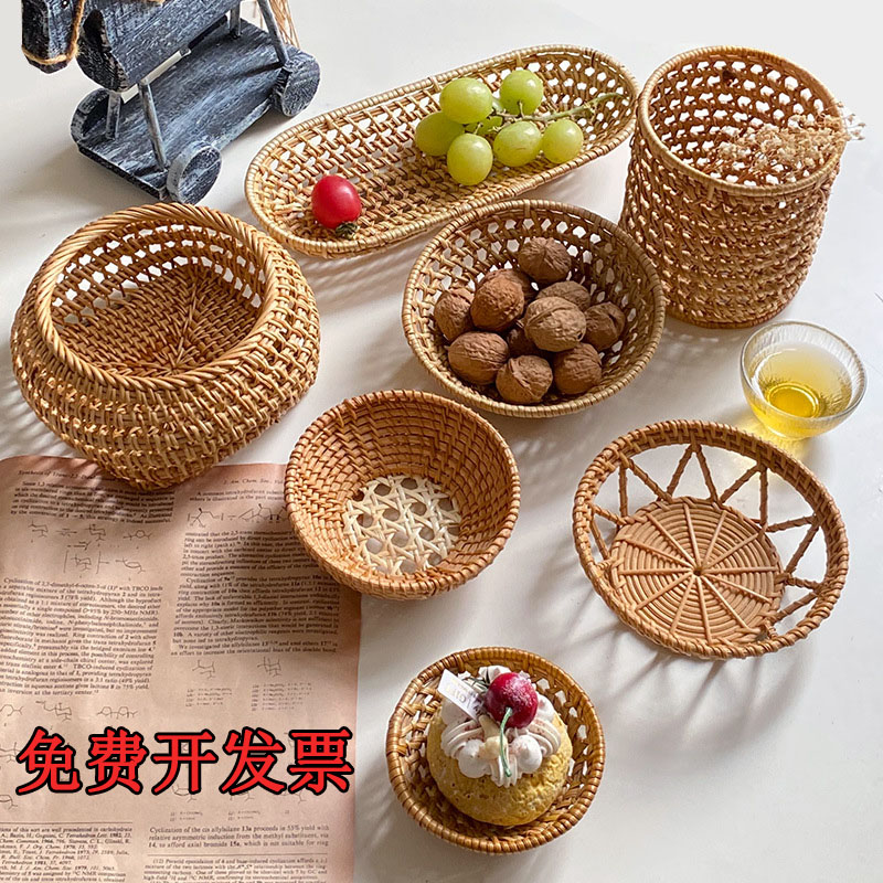 越南藤编小吃篮编织果篮点心托盘